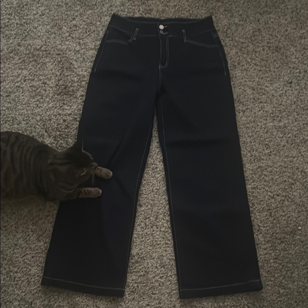 Dark Blue Wide-Leg Jeans